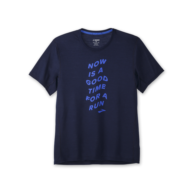 Brooks Distance גרפי שרוולים קצרים כחולים-כחולים גל ריצה