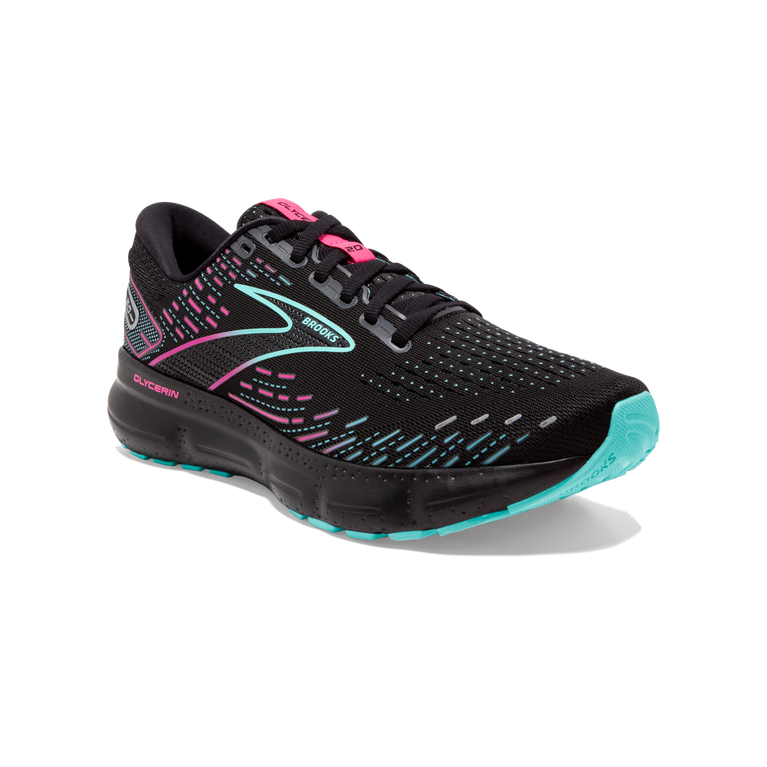 Brooks גליצרין 20 שחור-כחול בהיר-ורוד