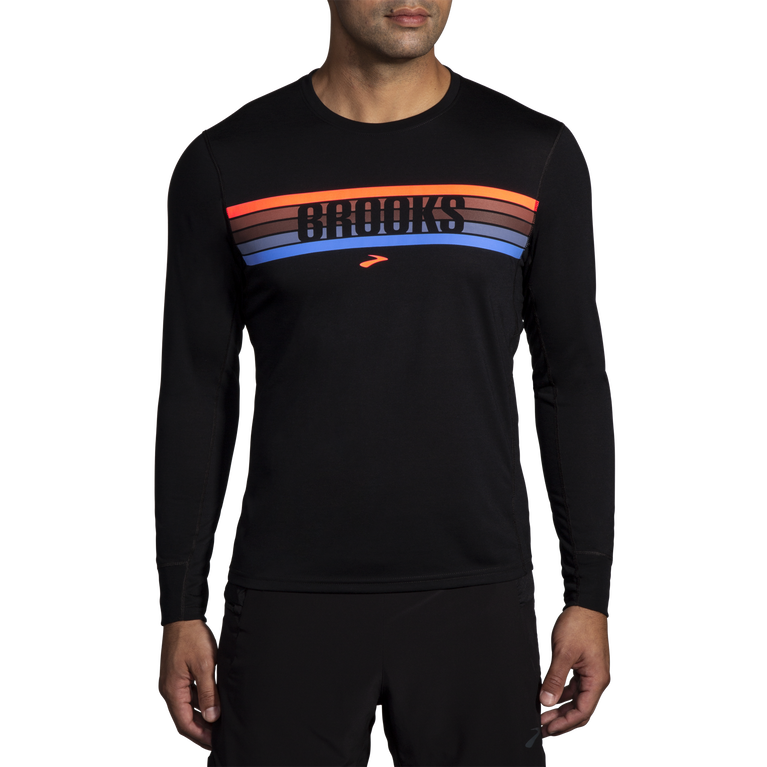 Brooks Distance גרפי שרוול ארוך פס ממסר שחור