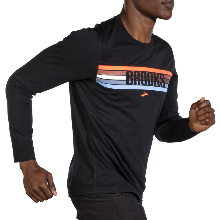 Brooks Distance גרפי שרוול ארוך פס ממסר שחור