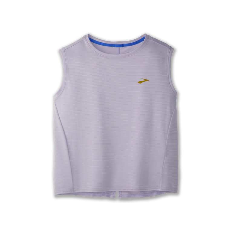 פלגים מתרוצצים בתוך פס סגול ללא שרוולים