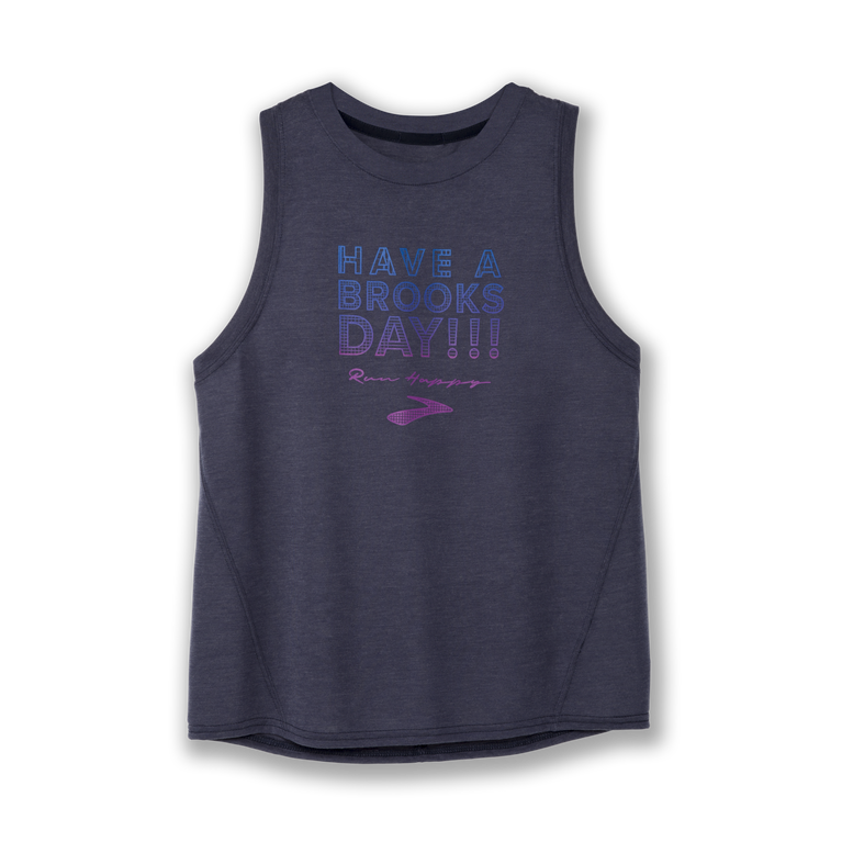 Brooks Distance גרפי טנק Heather Navy-brooks Day