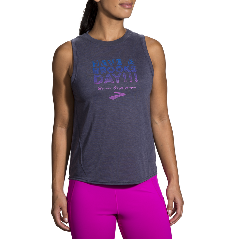 Brooks Distance גרפי טנק Heather Navy-brooks Day