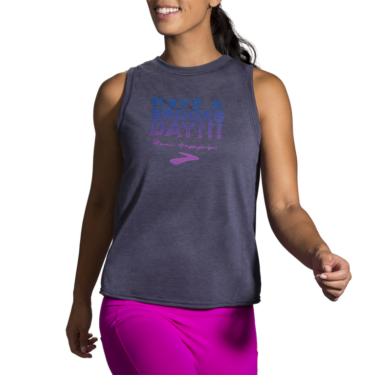 Brooks Distance גרפי טנק Heather Navy-brooks Day
