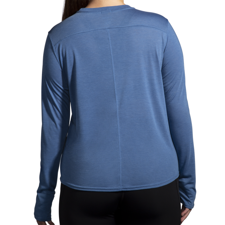 Brooks Distance גרפי שרוול ארוך אברש כחול אפר-brooks לוגו