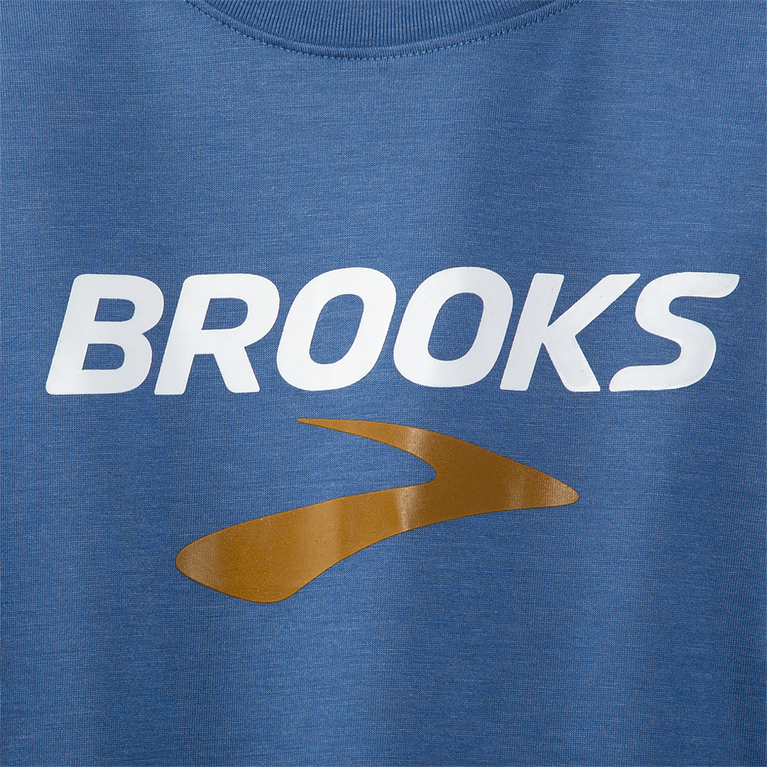 Brooks Distance גרפי שרוול ארוך אברש כחול אפר-brooks לוגו