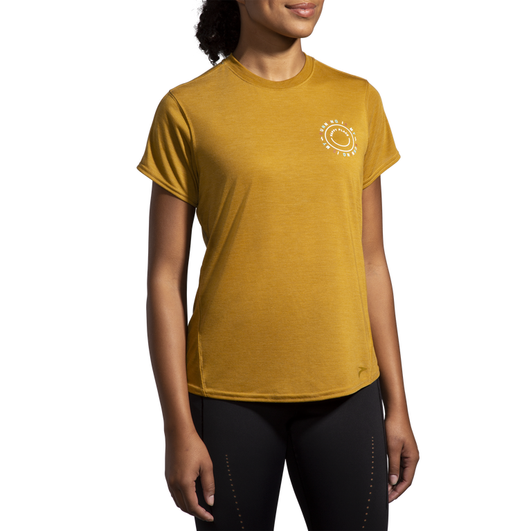 Brooks מרחק גרפיקה שרוול קצר אברש שרוף זית מאושר