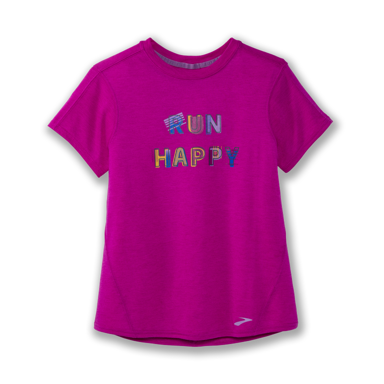 Brooks מרחק גרפיקה שרוול קצר הת'ר מגנטה לרוץ שמח