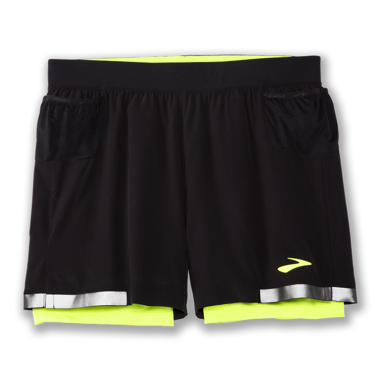 Brooks Carbonite 5 אינץ' 2 ב-1 חיי לילה שחורים קצרים