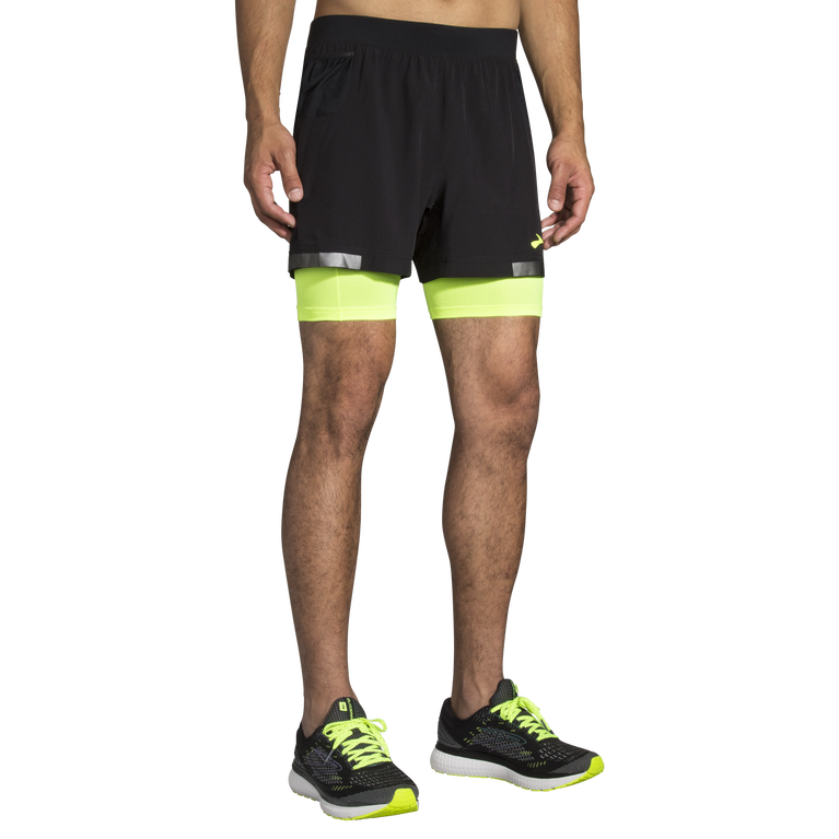 Brooks Carbonite 5 אינץ' 2 ב-1 חיי לילה שחורים קצרים