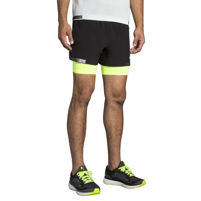 Brooks Carbonite 5 אינץ' 2 ב-1 חיי לילה שחורים קצרים