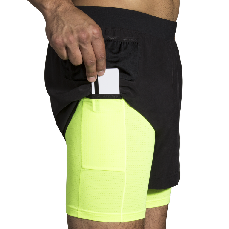 Brooks Carbonite 5 אינץ' 2 ב-1 חיי לילה שחורים קצרים