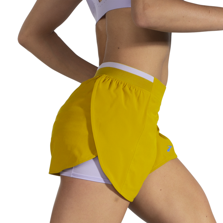 פלגים רצים בטווח של 4 אינץ' 2 ב-1 קצר שעת זהב-סגול