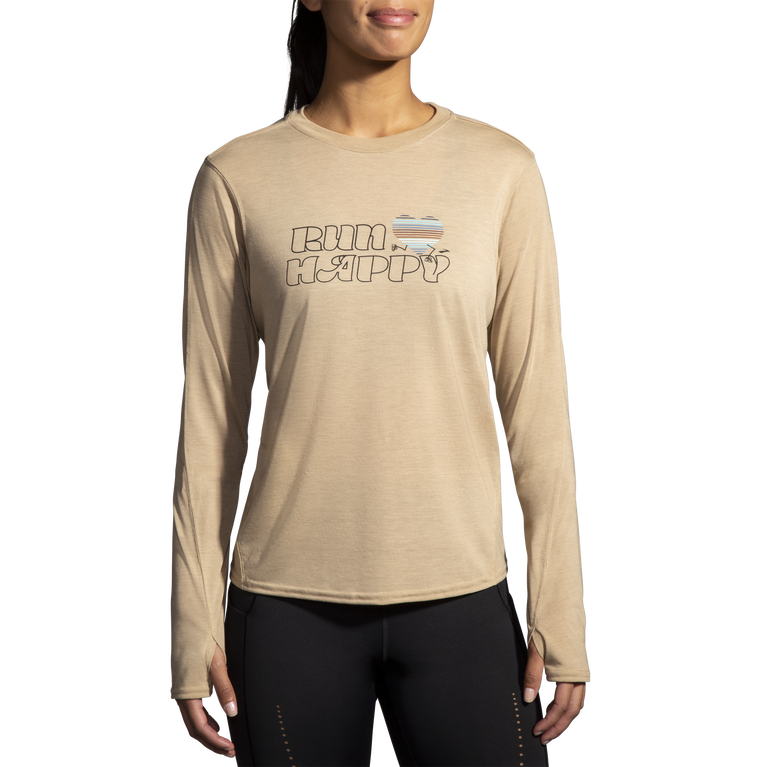 Brooks מרחק גרפיקה שרוול ארוך אברש שיבולת שועל לרוץ שמח