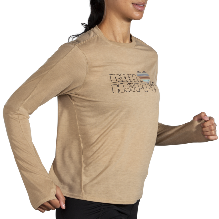 Brooks מרחק גרפיקה שרוול ארוך אברש שיבולת שועל לרוץ שמח