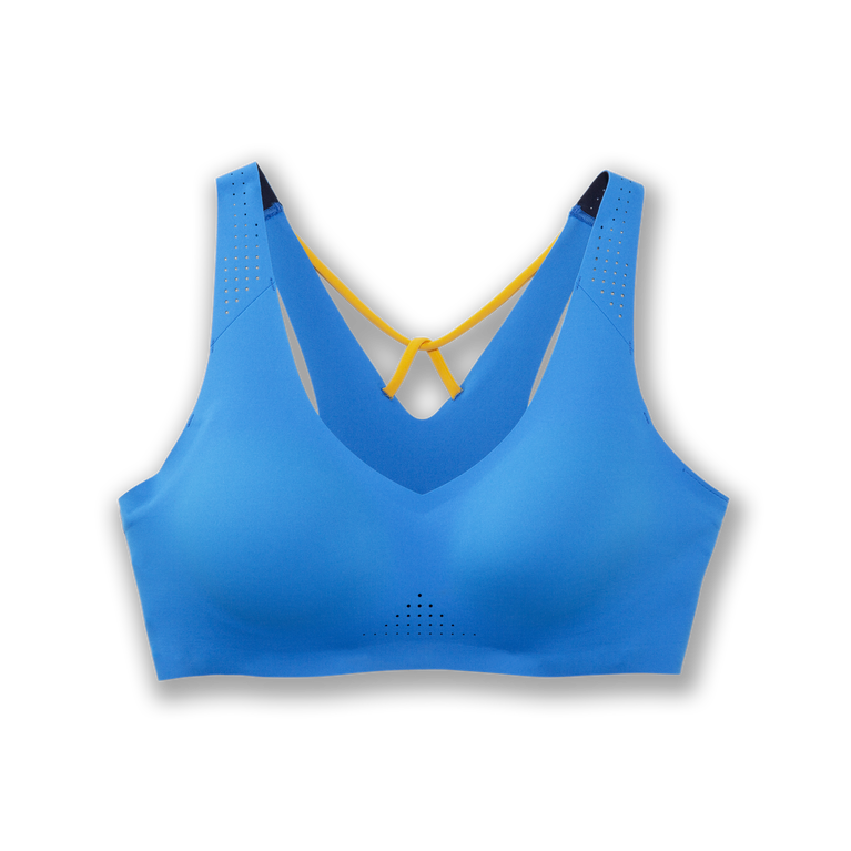 Brooks מעז V Neck Run חזייה כחול בורג-זעפרן