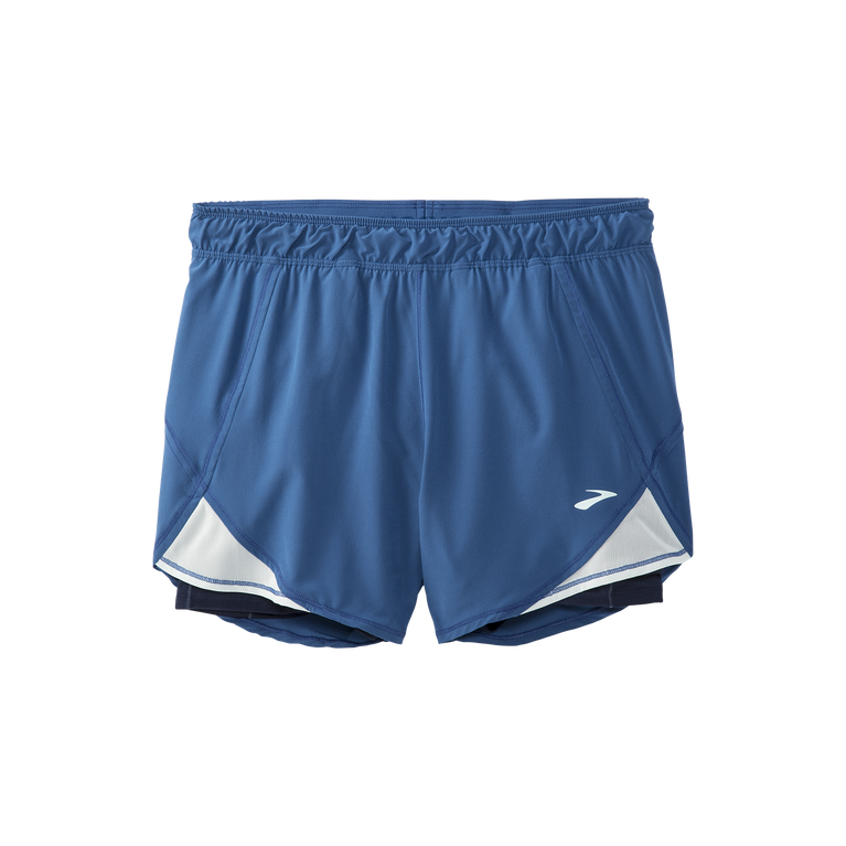 Brooks Chaser 5 אינץ' 2 ב-1 קצר כחול אפר-קרח כחול-צי