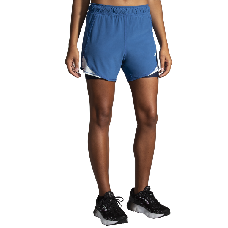 Brooks Chaser 5 אינץ' 2 ב-1 קצר כחול אפר-קרח כחול-צי