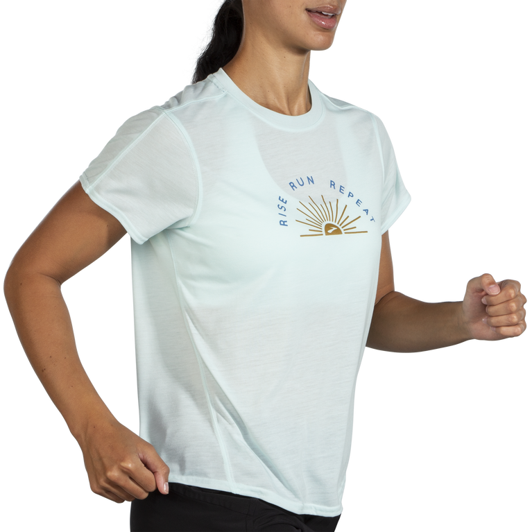 ברוקס מרחק גרפי שרוולים קצרים קרח כחול לעלות ולרוץ