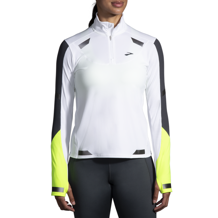 ברוקס פועל גלוי 1/2 Zip לבן-אספלט-חיי לילה