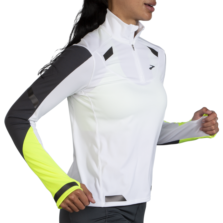 ברוקס פועל גלוי 1/2 Zip לבן-אספלט-חיי לילה