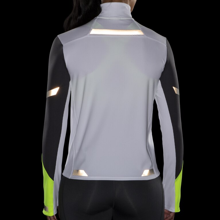 ברוקס פועל גלוי 1/2 Zip לבן-אספלט-חיי לילה