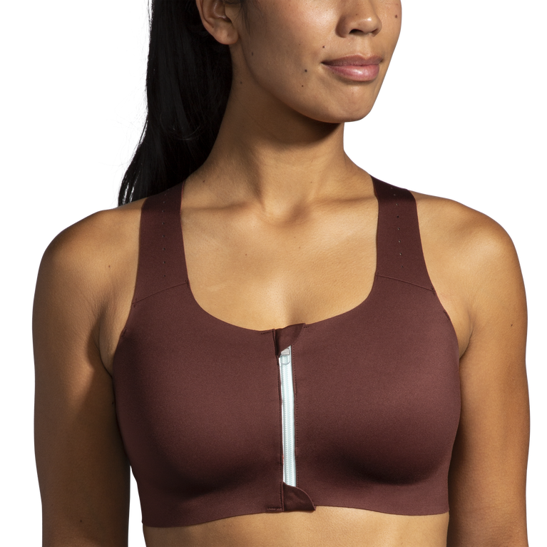 Brooks Dare Zip Run חזיית 2.0 Run צימוק-קרח כחול-נחושת