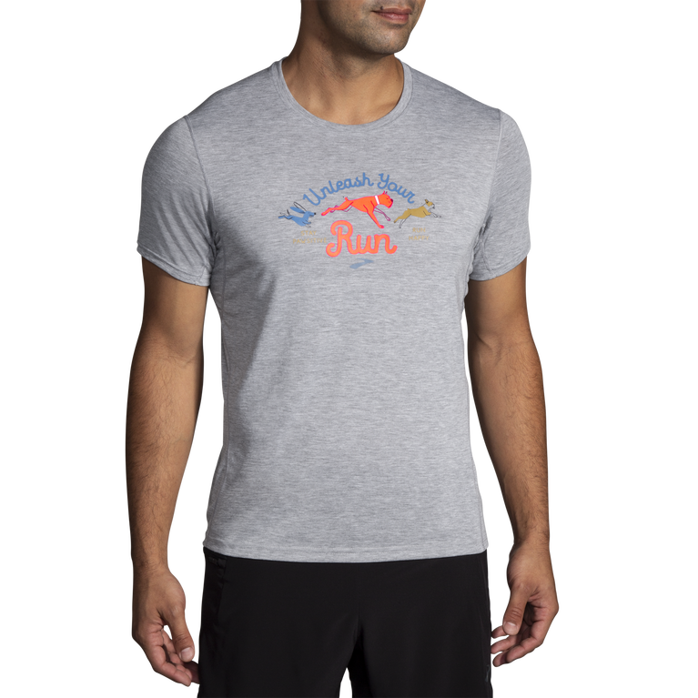 Brooks מרחק גרפי שרוול קצר אברש אפר-כלב ימים