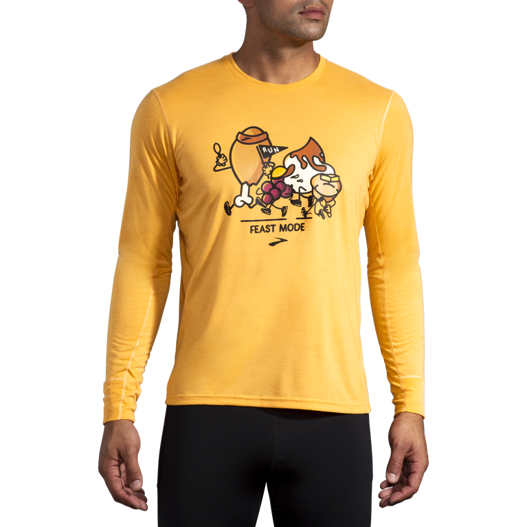 Brooks Trot Happy Distance Graphic Ls מצב זעפרן-סעודה