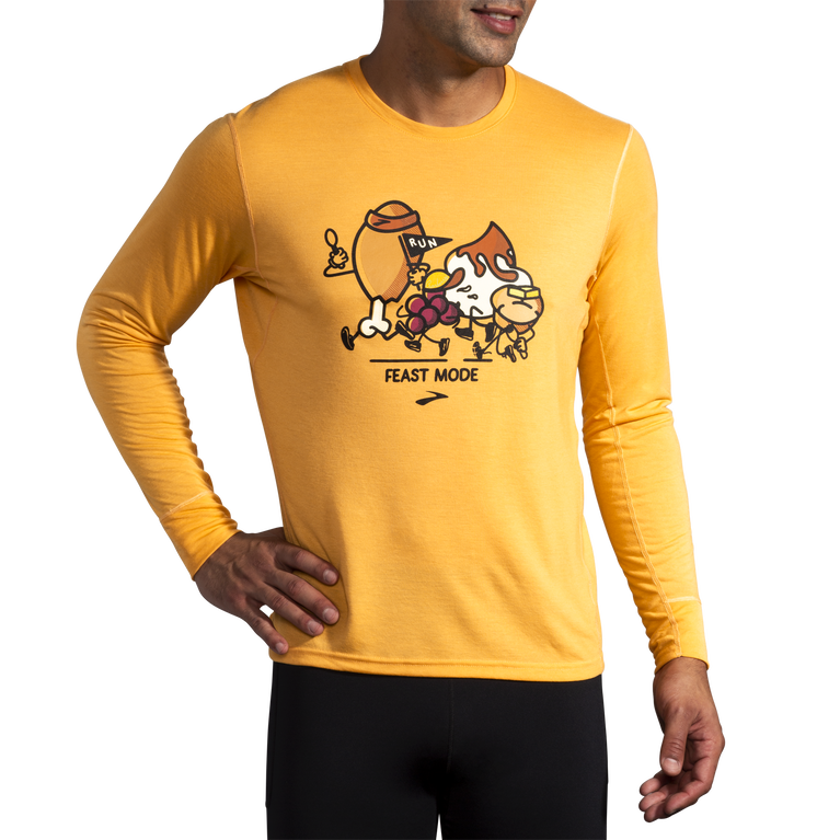 Brooks Trot Happy Distance Graphic Ls מצב זעפרן-סעודה