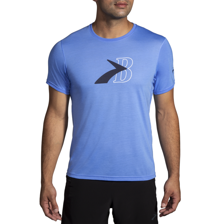 מרחק נחלים גרפי שרוול קצר חי כחול עף ב