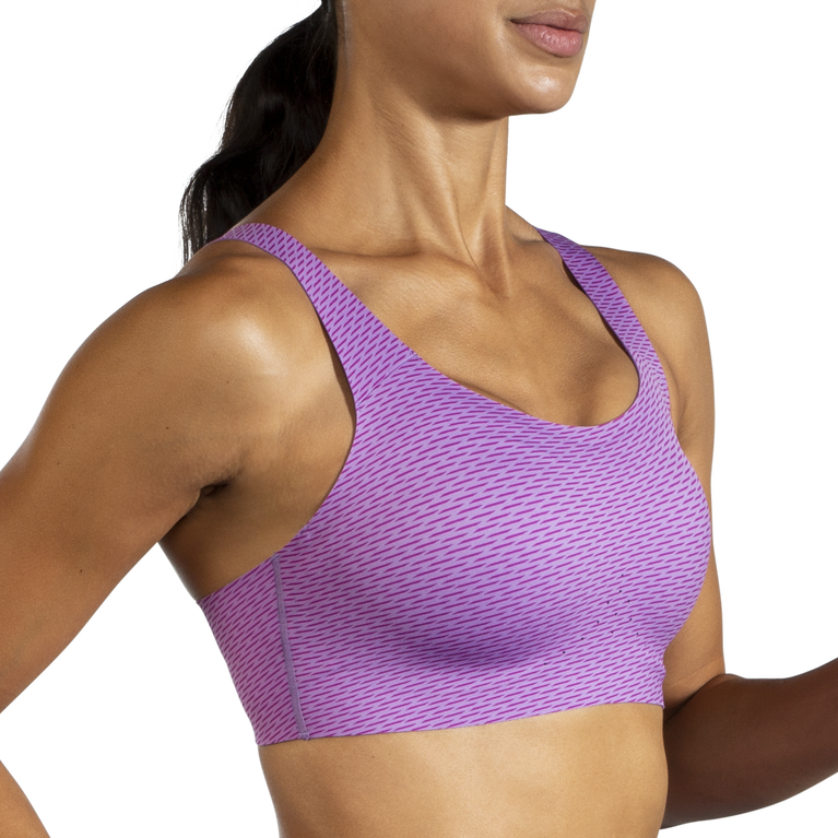 Brooks מעז Scoopback Run חזיית הדפס מרקם הליוטרופ