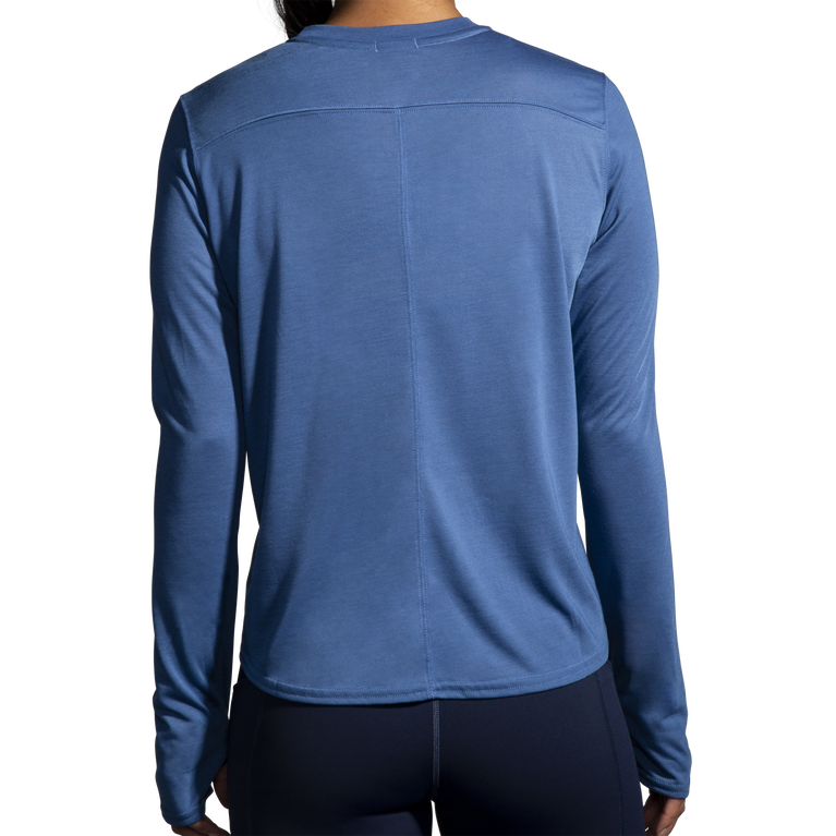 Brooks מרחק גרפי שרוול ארוך כחול אפר-יקיר ריצה