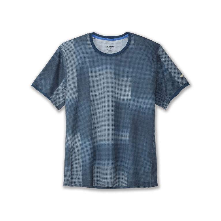 Brooks Distance הדפס גרפי שרוולים קצרים אינדיגו Rush גובה