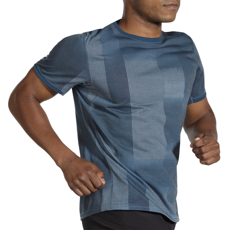 Brooks Distance הדפס גרפי שרוולים קצרים אינדיגו Rush גובה