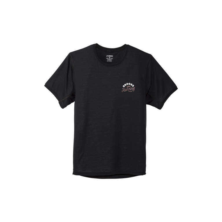 Brooks Distance גרפי שרוול קצר שחור לרוץ עם חברים