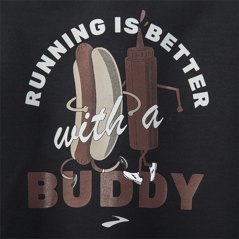 Brooks Distance גרפי שרוול קצר שחור לרוץ עם חברים